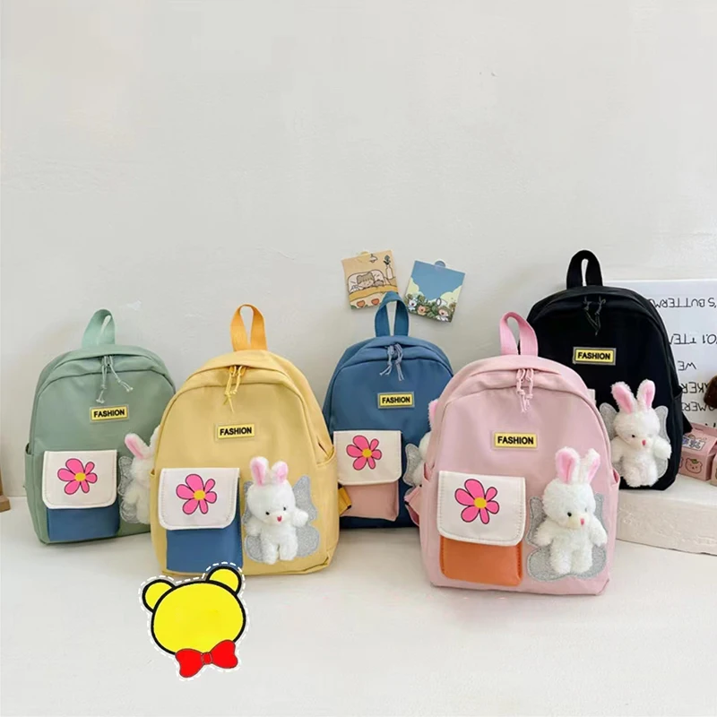 

Children Cartoon Backpack Flower Bunny Doll High Capacity Schoolbag Kindergarten Kids Girls Boys Gift Accessory Bag