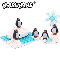 Marumine MOC Classic Antarctic Penguin Building Block Kit Glacier Snow Parts Brick Animal Model Creative Accessories Toys Gifts