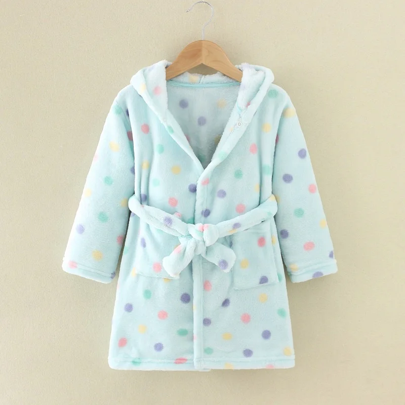 Winter Children Bath Robes 2022 New Cartoon Pajamas Boy Girl Flannel Sleepwear Kids Clothing Baby Warm Bathrobe Casual Homewear