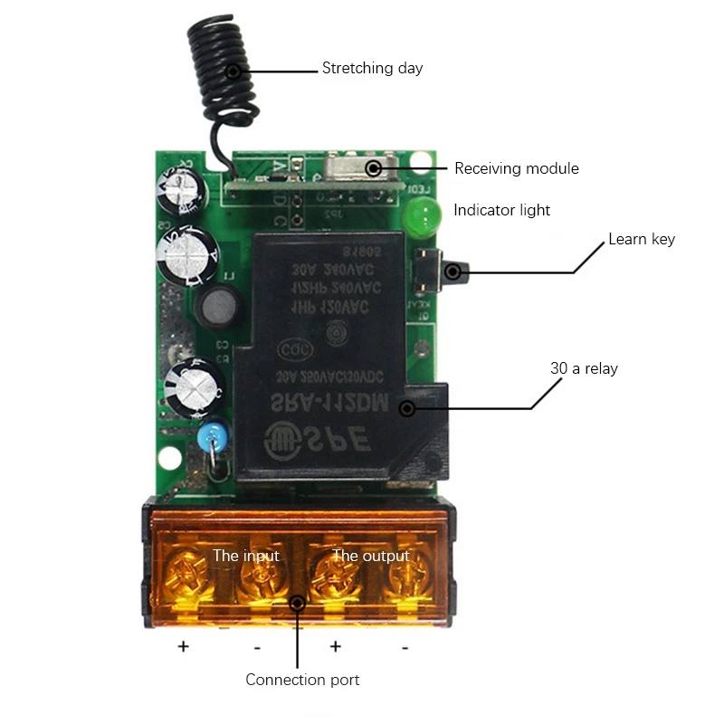 433Mhz DC12-48V Single-Channel Smart Remote Control Switch For Water Pumps, Pumps, Motors, Lamps