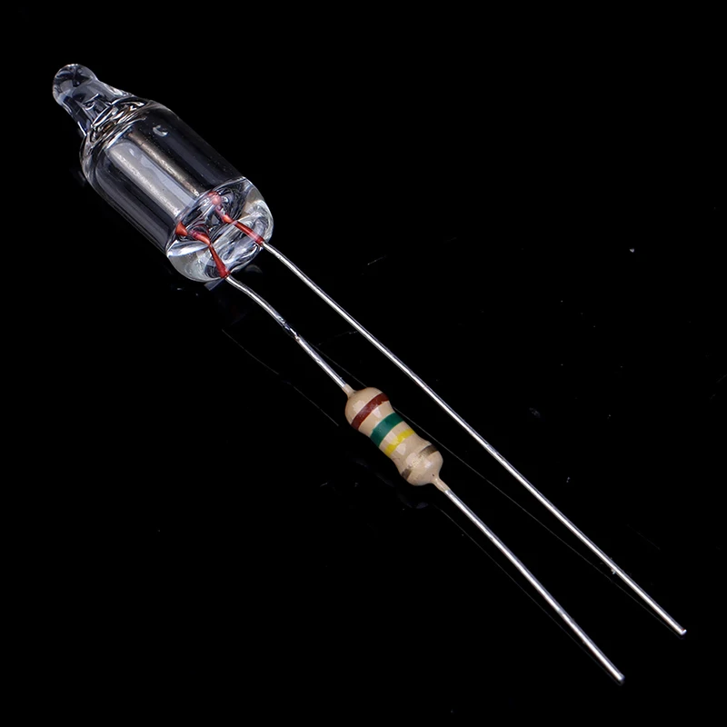 20pcs Neon Indicator Lamps With Resistance Connected To 220V 6*16 mm Neon Glow Lamp Mains Indicator