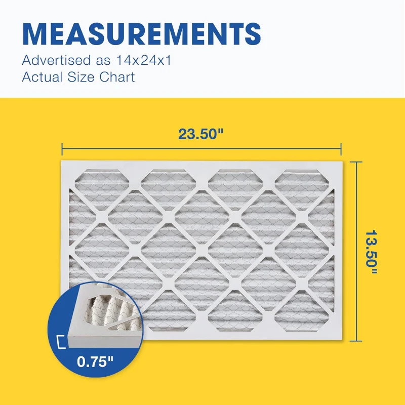 14x24x1 Merv 13 pleated air, ac furnace air, 6 (actual size: 13 3/4 