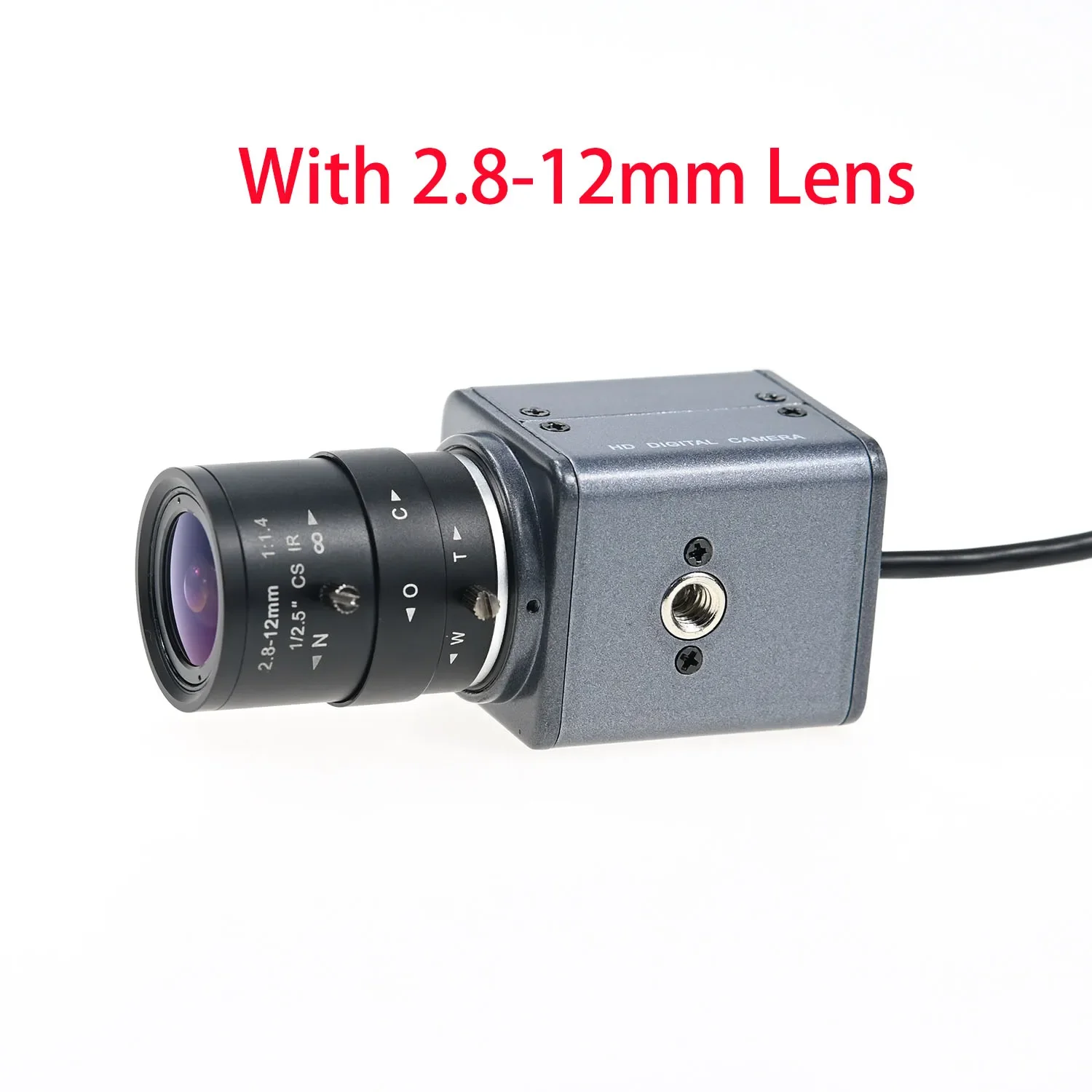 Fotocamera USB con otturatore globale da 210 fps, monocromatico, alloggiamento ad alta velocità Webcam VGA, 640x360, obiettivo CS con zoom varifocale da 2,8-12 mm 5-50 mm