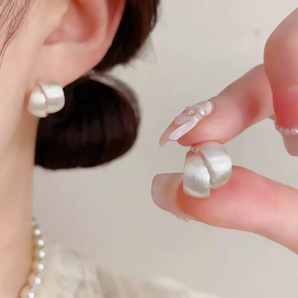 VENTFILLE 925 Sterling Silver Double Layer Brushed Wire Earring For Women Personality Jewelry Gift New Trendy Dropshipping