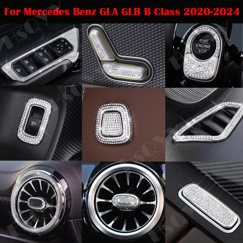 For Mercedes Benz GLA GLB B Class W247 X257 X247 AMG Center Console Trim Steering Wheel Diamond Cover Crystal Sticker