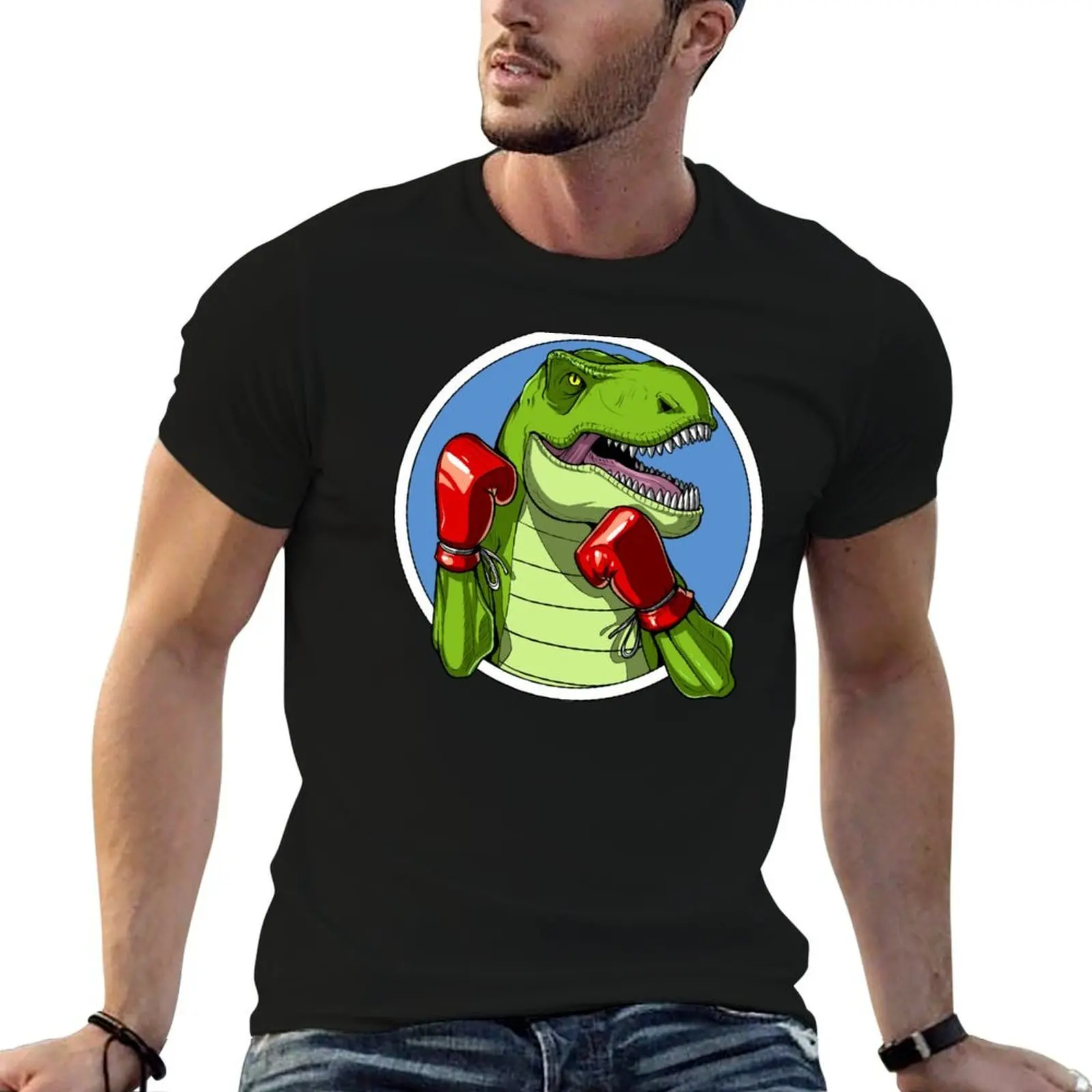 T-Rex Dinosaur Boxing T-Shirt essential t shirt t shirt man cotton man graphic t shirt T-shirt