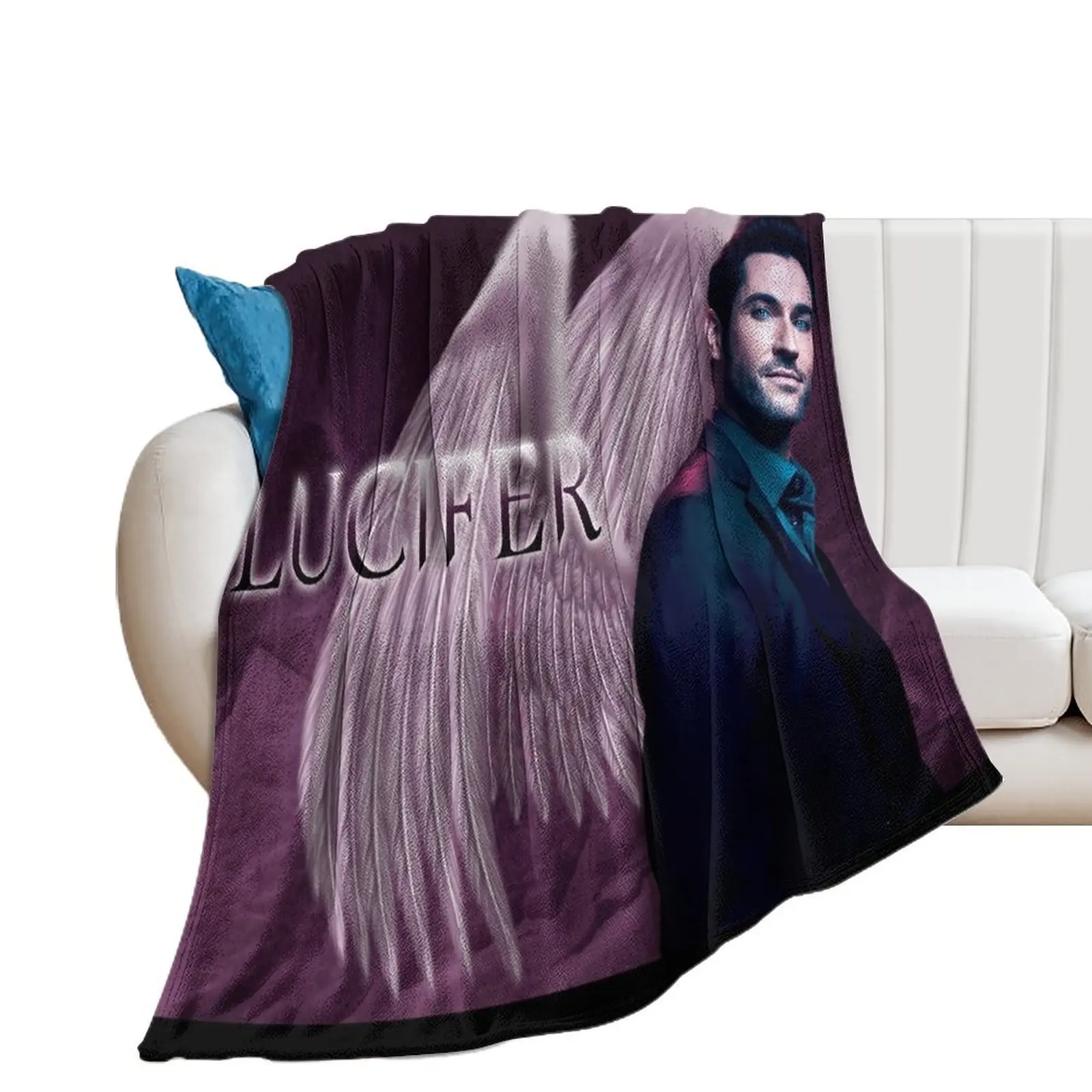 Lucifer Purple Wings Throw Blanket Vintage Soft Sofa Throw Weighted Blankets