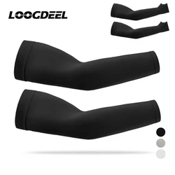 LOOGDEEL 1Pair UPF50+ Summer Cool Feeling Arm Sleeves Women Breathable Ice Silk Sunscreen Cycling Running Fishing Oversleeve Men