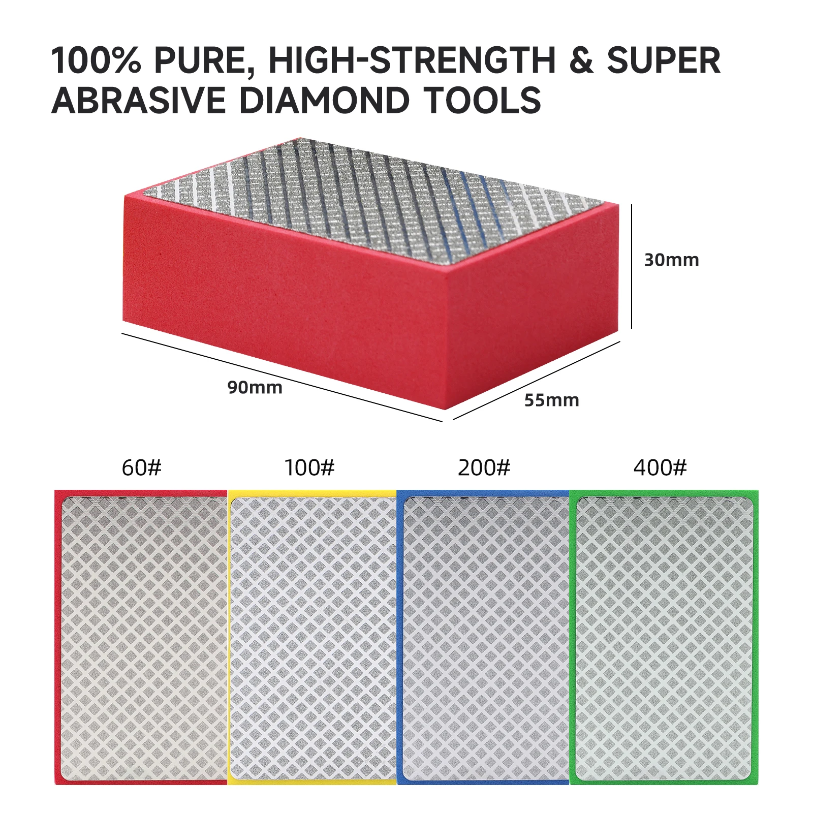 

60/100/200/400# Diamond Hand Polishing Pads Abrasive Grinding Block for Tile, Glass & Stone – Sanding Disc Polisher Tools