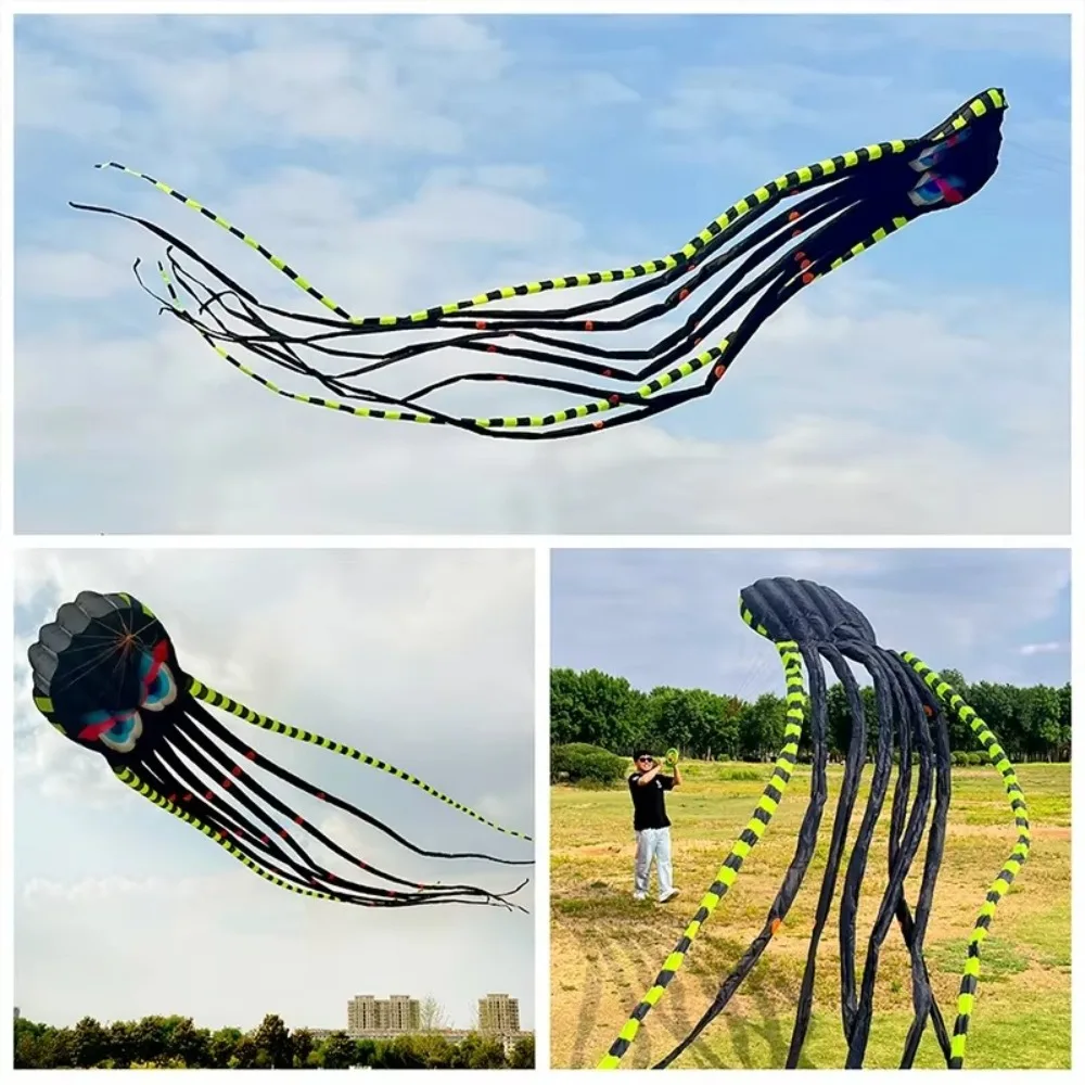 Easy To Fly Magic Octopus Kite with Long Tail Good Flying 3D Soft Kite 300 Meter Kite String 8-Meter Outdoor Flying