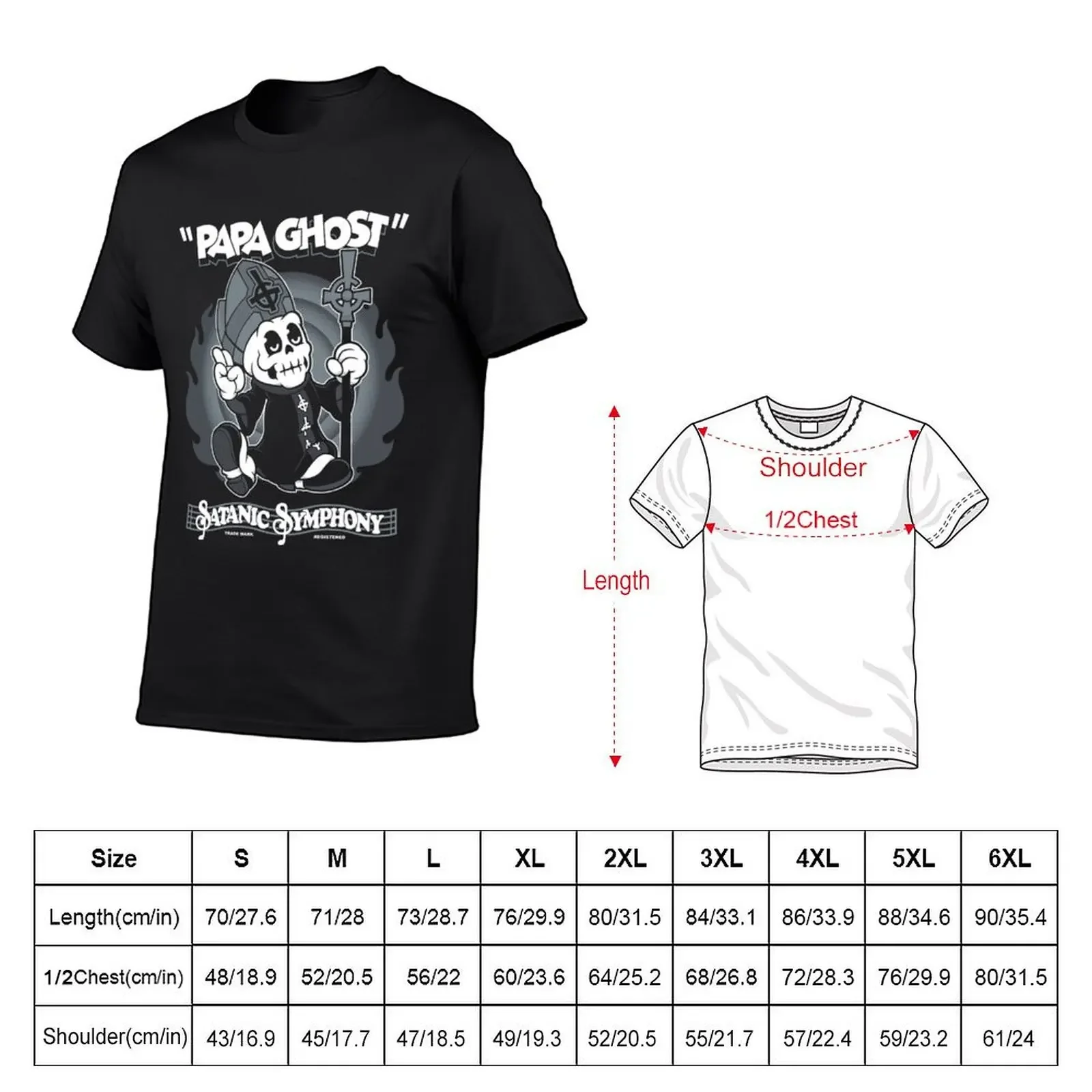 Papa Ghost - Vintage Cartoon Satanic Symphony - Creepy Cute Goth T-Shirt plus size clothes sports fans mens designer clothes