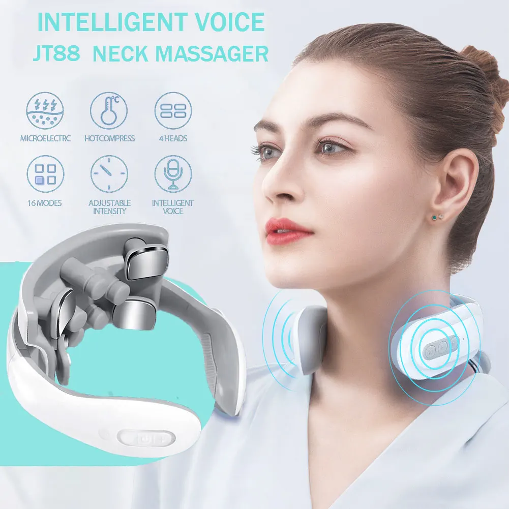 Smart Pules Neck Massage Intelligent Electric Rechargeable Heating Hot Pressing Magnetic Tens  Pulse Neck Massage Instrument