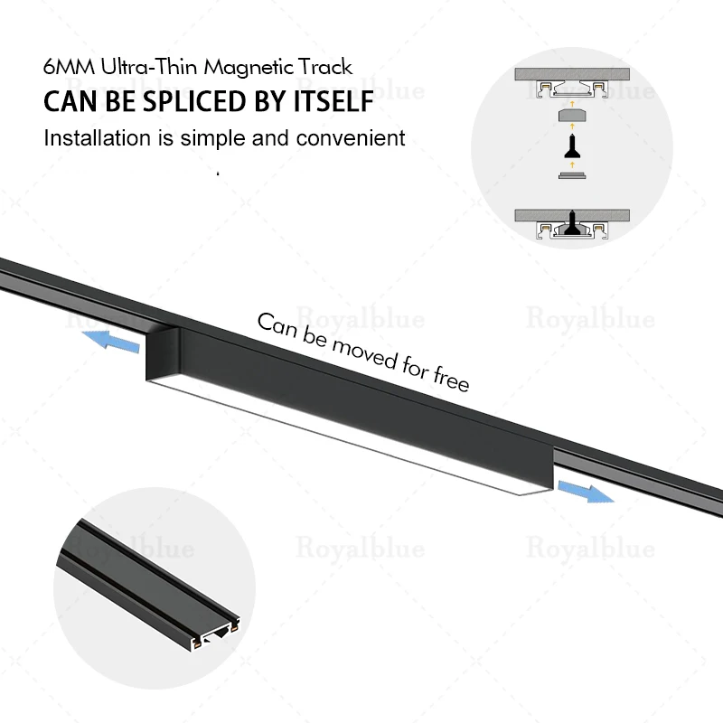 Ultra Thin Magnetic Track Light Super Slim Surface Ceiling Embedded LED Flexible Magnet Spotlight Fixture Lamp Living Room Home