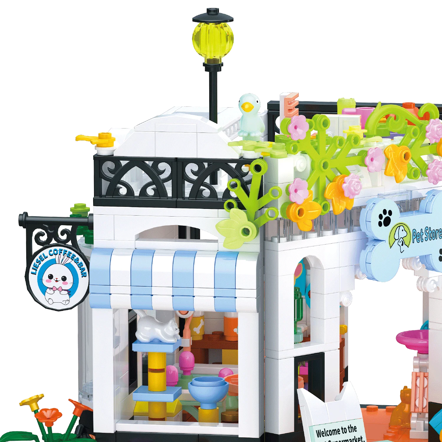 

Pets Store Building Block Dog Cat Home City Street View Creative Shop Construction Bricks Assembly Educational Toys for Gifts