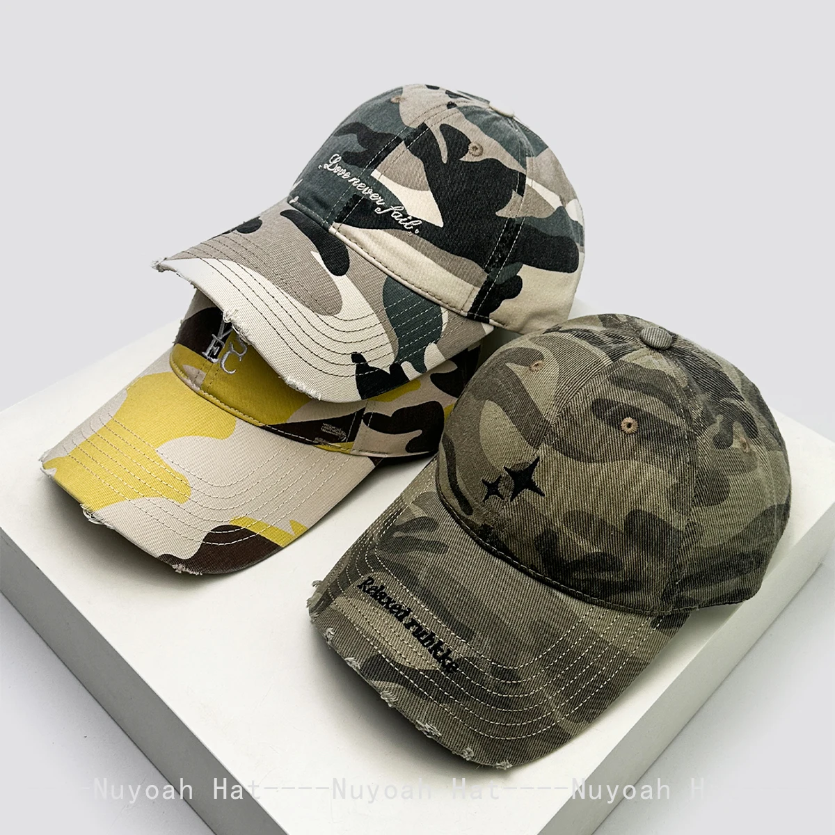 

New Men Women Retro Camouflage Cross star Letter Embroidery Baseball Hats Sunshade Street Versatile Personal Peaked Caps Fashion