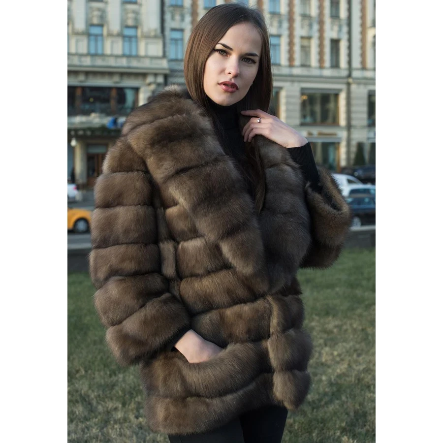 

Fox Fur Coat Women Luxury Turndown Collar Fox Fur Jackets For Womens 2024 New Style Fashion Winter Clothes Women