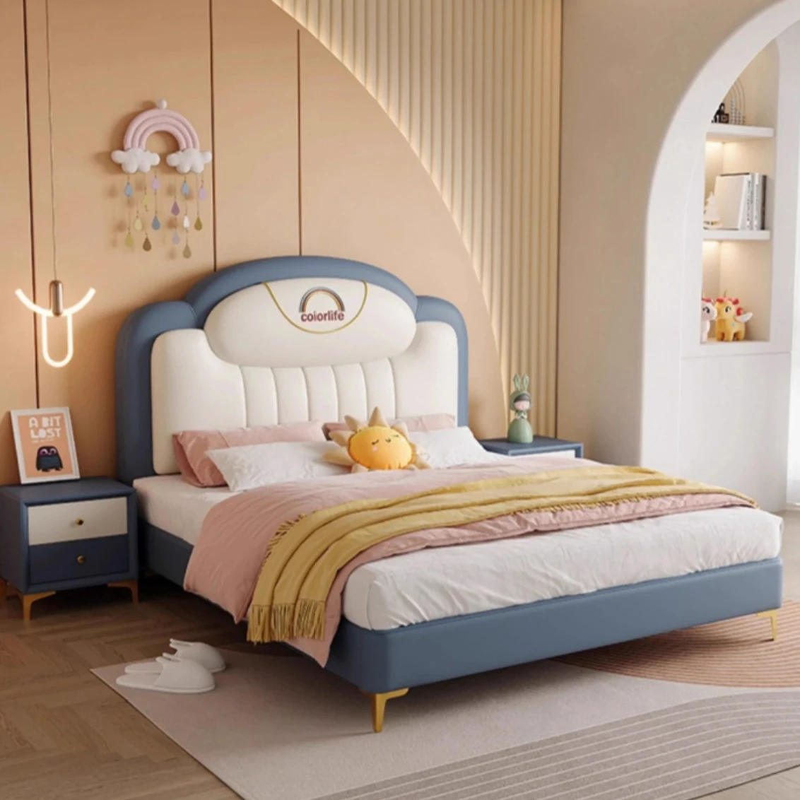 Cute Animal Shaped Kids Wooden Bed Frame Premium Eco-Friendly Stable Comfortable Sleeping Children Bedroom Furniture