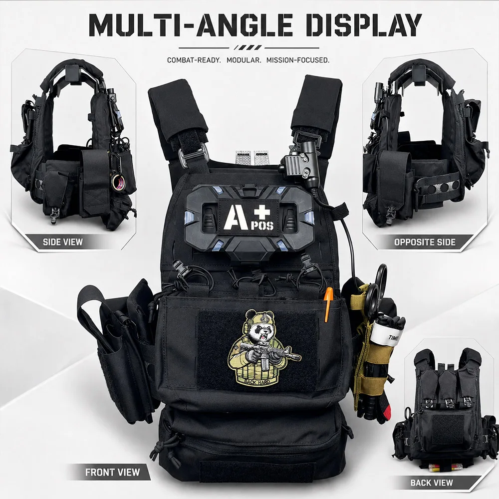 Men's Full Airsoft Combat Gear Set Combat Vest Set with PJ FAST Helmet for CS Wargame Paintball Cosplay Role Play Training