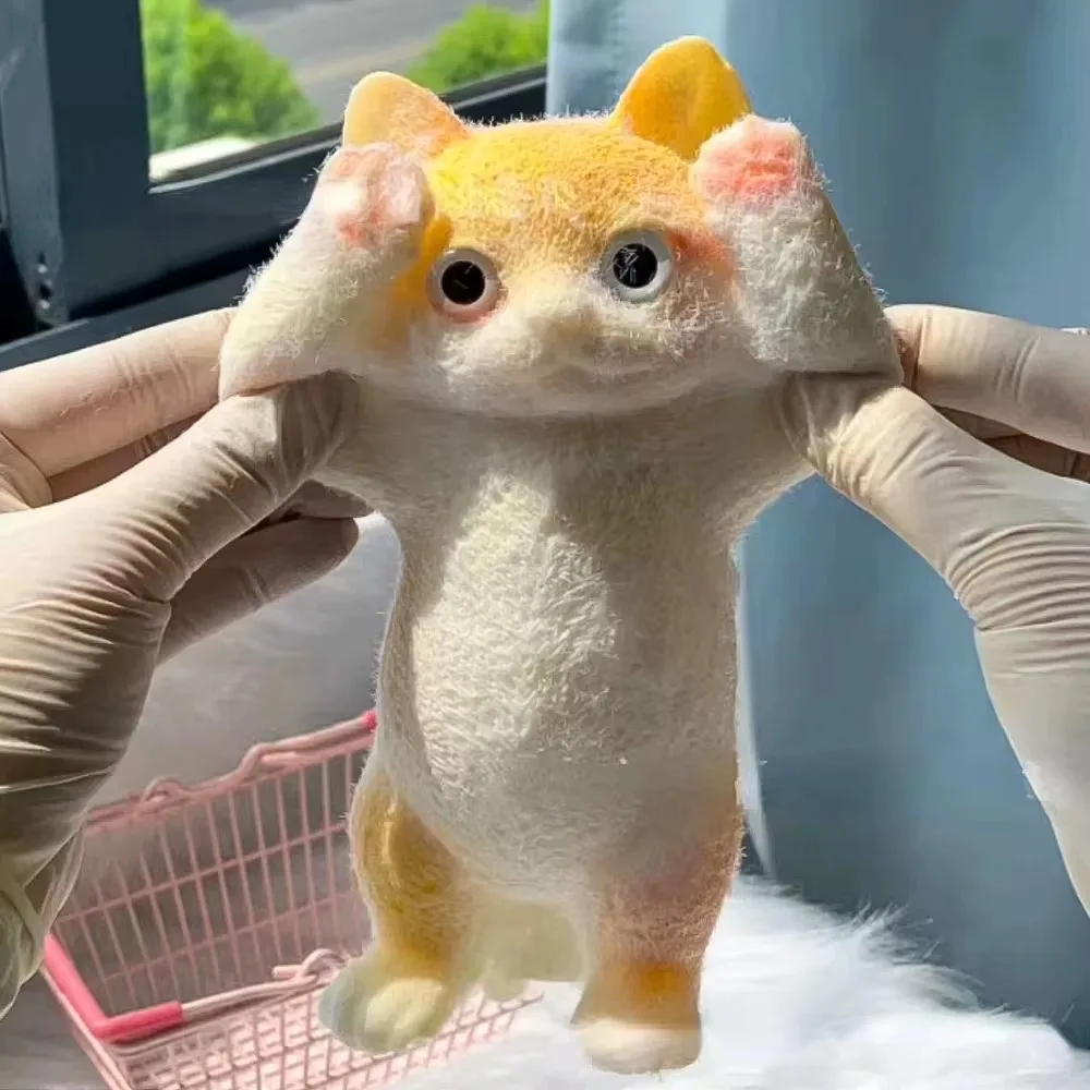 Squishy Cute Flocking Cat Stress Relief Toy Extra Large Sensory Fidget Toys for Kids Adults Anxiety Relaxation Squeeze Gift