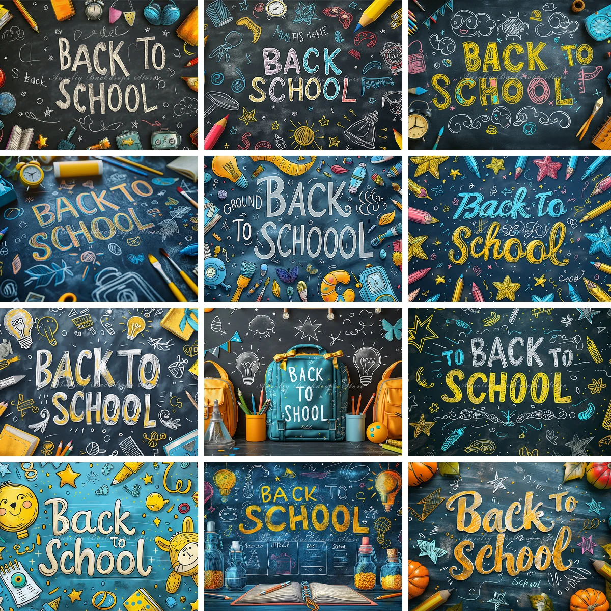 

Back To School Background Kids Adult Photography Props Child Baby Campus Backpacks Books Decors Studio Photo Hand Drawn Backdrop