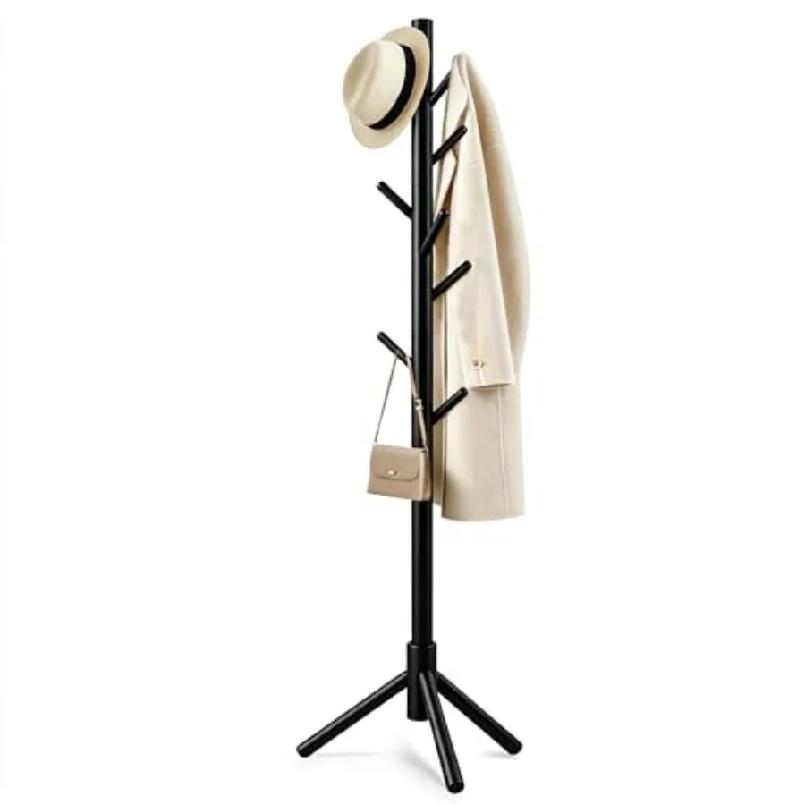 

Wooden Coat Rack Freestanding wit 8 ooks and 3 Adjustable Sizes Clotes, ce-Sang Design droom Office Entrance ol ats Coats Sca