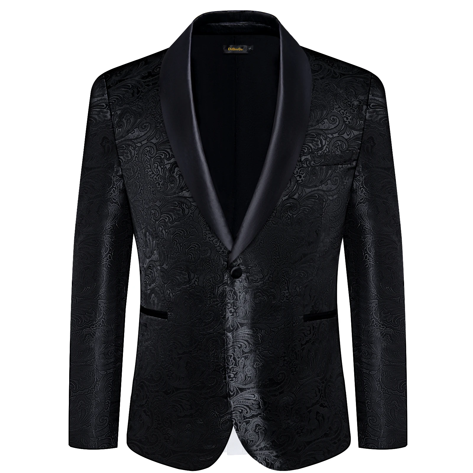 Luxury Floral Silk Polyester Jacquard Suit Blazers Coats Black Red Blue Business Banquet Slim Fit Jacket for Wedding Prom Party
