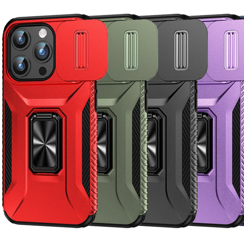 

Heavy Duty Camera Lens Slide Case For iPhone X/ XS/ XS Max/ XR Military Grade Ring Holder Cover