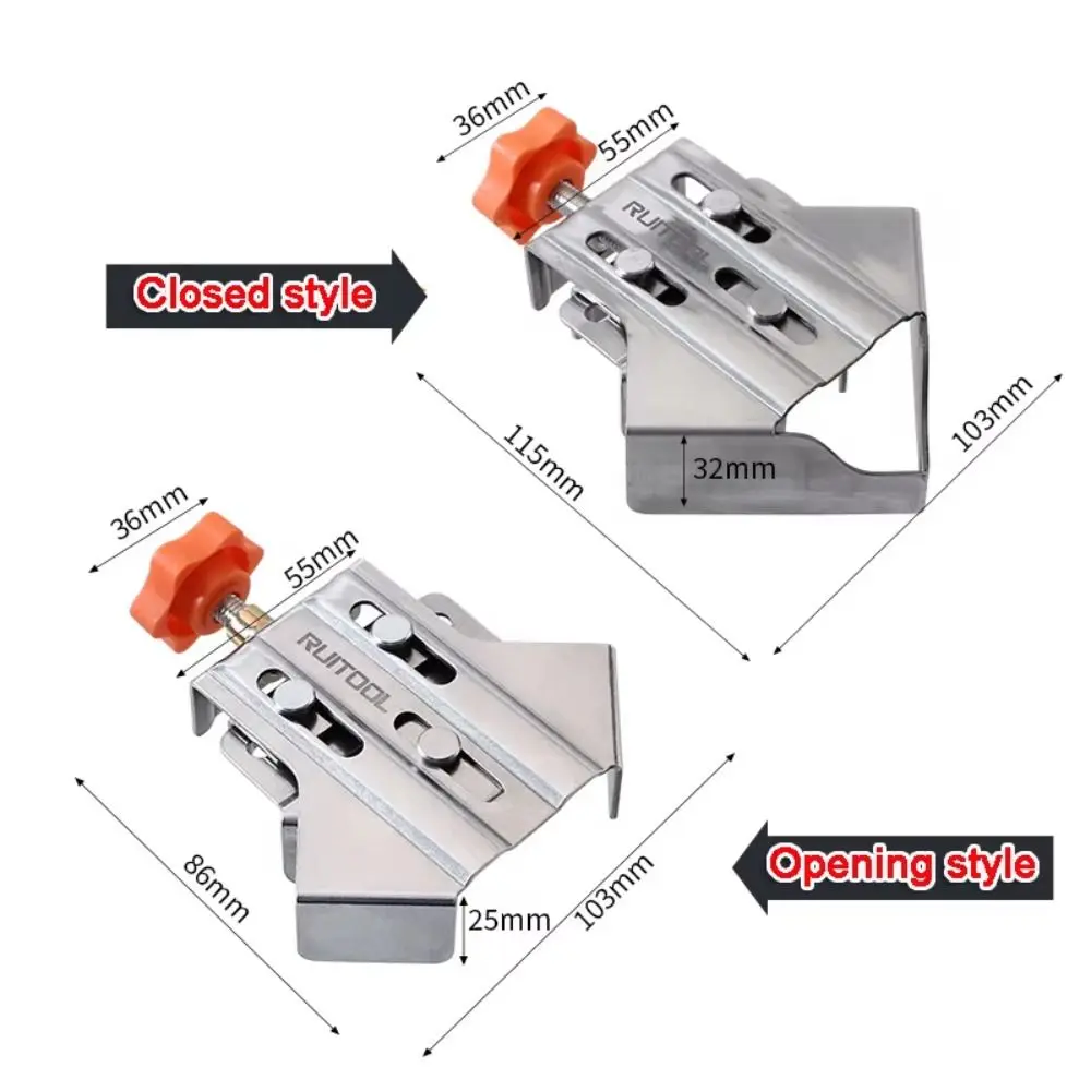 

Swing Jaw Multipurpose Corner Clamp 90 Degree Single Handle Right Angle Clamp Open Stainless Steel Woodworking Tool T-shaped