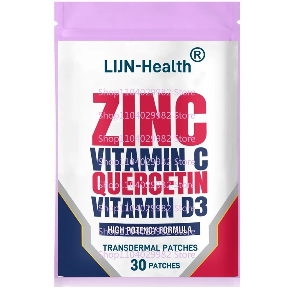 

30 Patches Zinc Quercetin Transdermal Patches with Vitamin D and C Antioxidant Immune Support for Men and Women