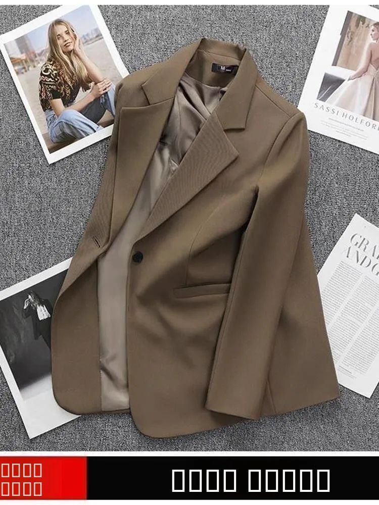 ربيع الخريف بدلة نسائية غير رسمية Jaet Bla التخسيس الراقية ort Sle طويلة Sve زر واحد ملابس المكتب