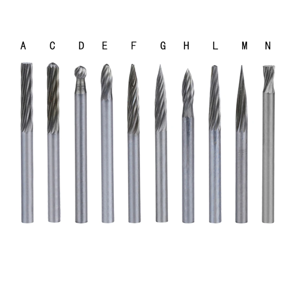 10 Stück Wolframcarbid-Grat-Set 6*6/10mm Typ A/C/E/F/L Doppelschnitt-Rotations feilen zum Metall polieren, Fräsen von Elektro werkzeugen – Detail 6
