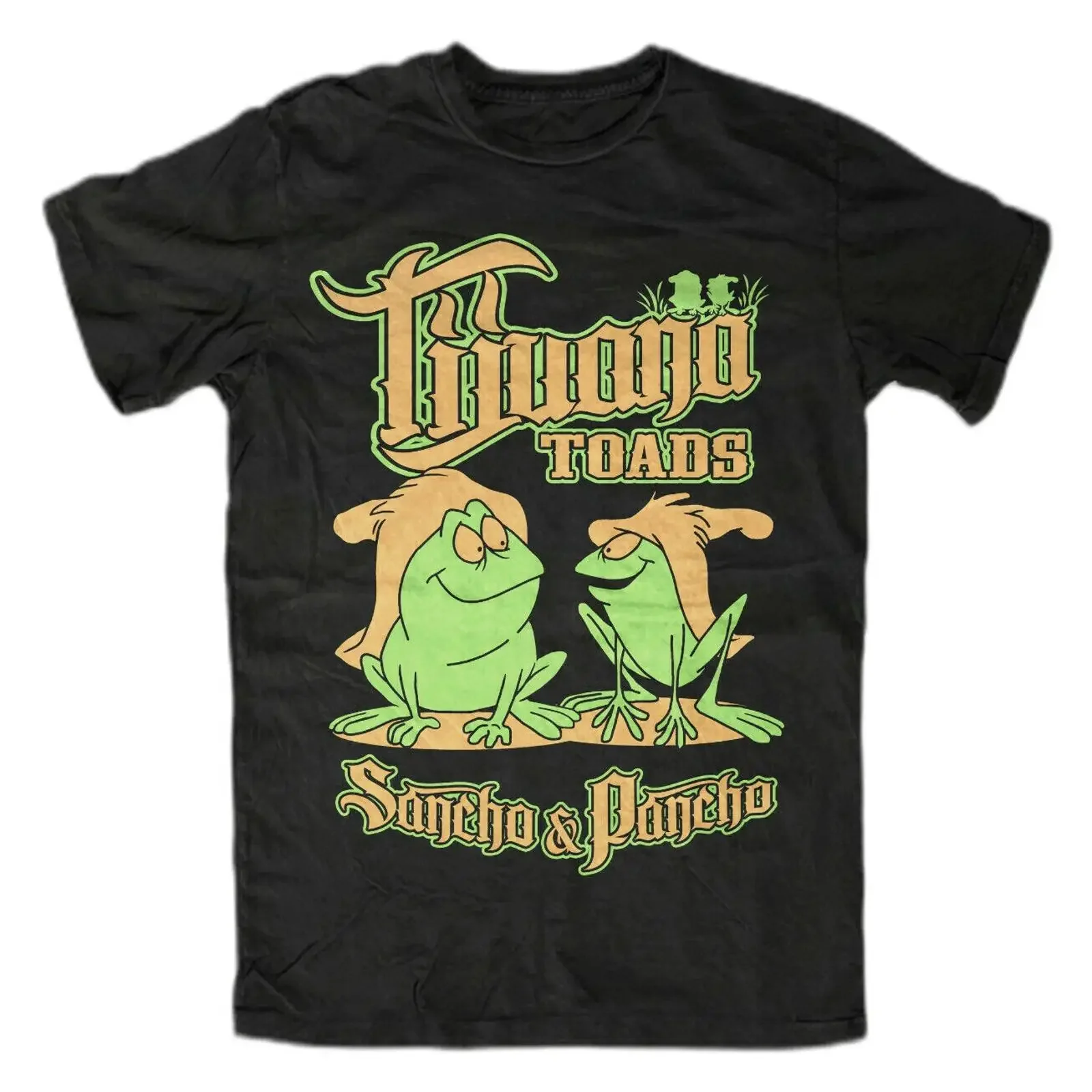 Tijuana Toads T-Shirt, Schwarz, Cult Frogs Frog Fun Sancho Pancho Old School TV Vintage Washed Homme, atmungsaktiv, Unisex, vielseitig einsetzbar