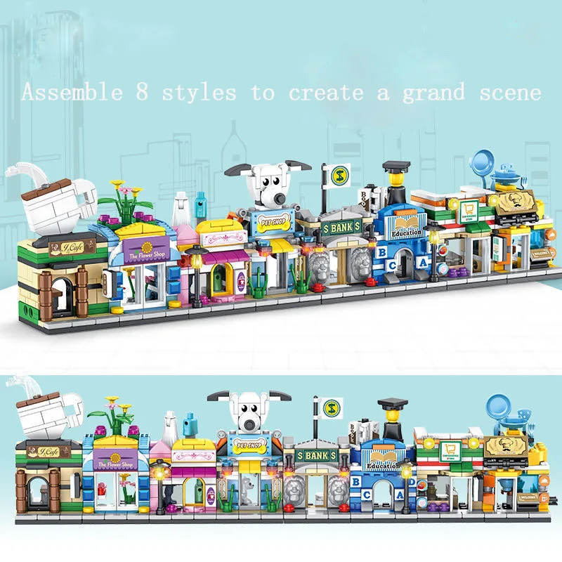 Stackable Building Blocks Toy with 8 Pieces Set for Improving Hands-on Ability of Boys and Girls, Featuring City Street View