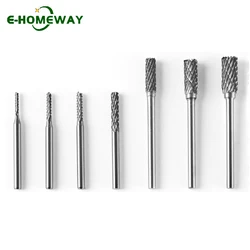 10Pcs 3*3/4/5/6 Cylinder Type A Tungsten Carbide Rotary Files Set - Power Drill Bit Milling Burr Abrasive Tools Carving Craftman