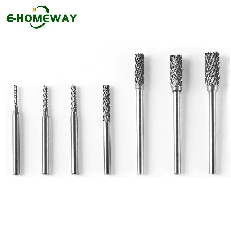10Pcs 3*3/4/5/6 Cylinder Type A Tungsten Carbide Rotary Files Set - Power Drill Bit Milling Burr Abrasive Tools Carving Craftman