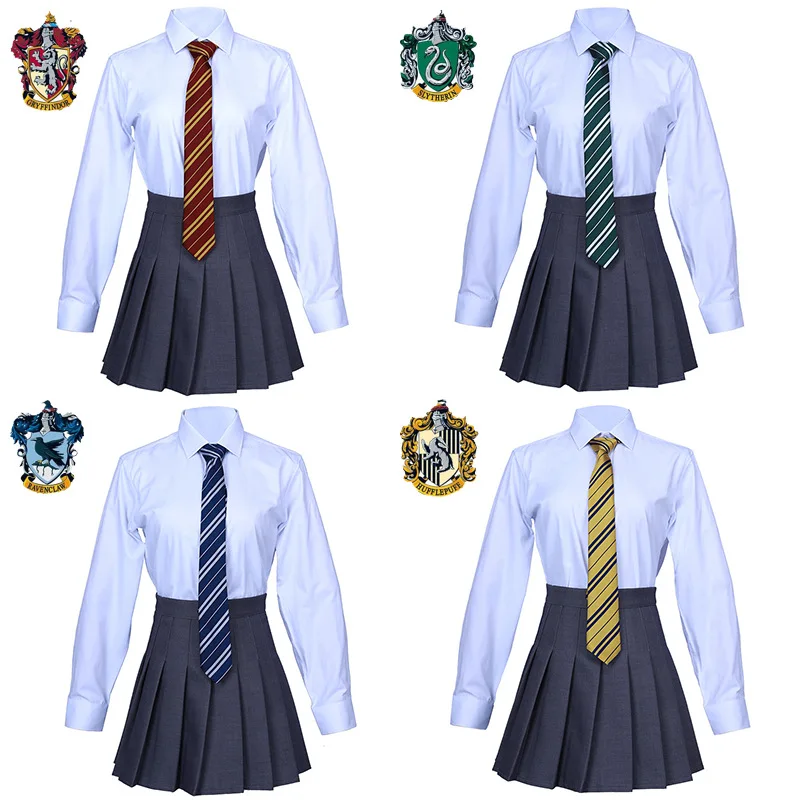 Hermione Granger Cosplay Costume Robe Shawl Tie Scarf Wand Glasses Gryffindor Skirt Sweater Halloween Harryy Potter Costume