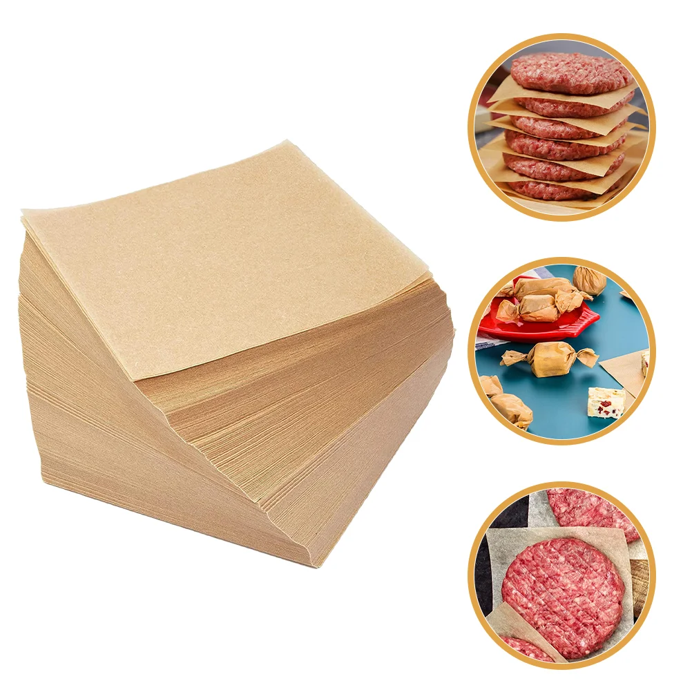 500 Pcs Meat Paper Parchment for Baking Food Wraps Chips Wrapping Patties Sandwich Home Hamburger Packing Tools Press Square