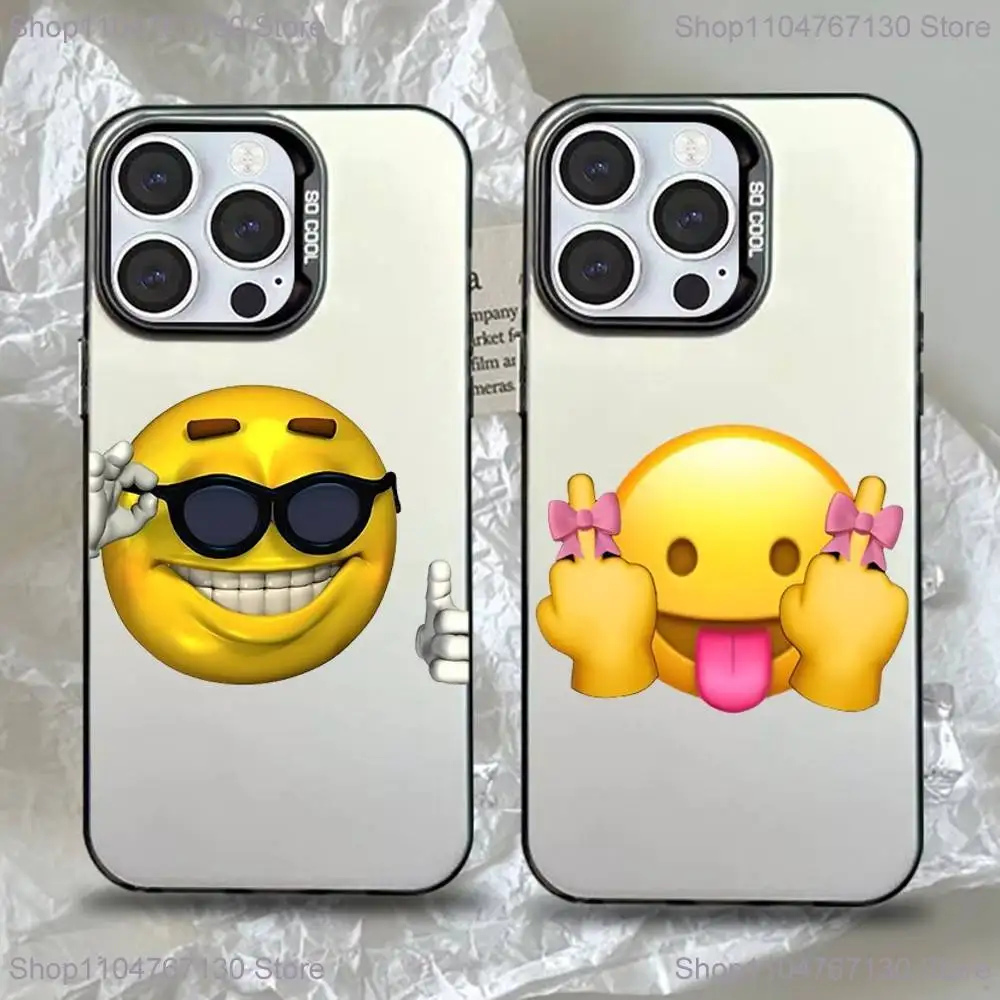 Чехол для телефона с забавными наклейками с изображением эмодзи для iPhone 16,15,14,13,12,11, Pro, Max, Plus, Mini, XS, SE, черный матовый жесткий бампер с защитой от падения