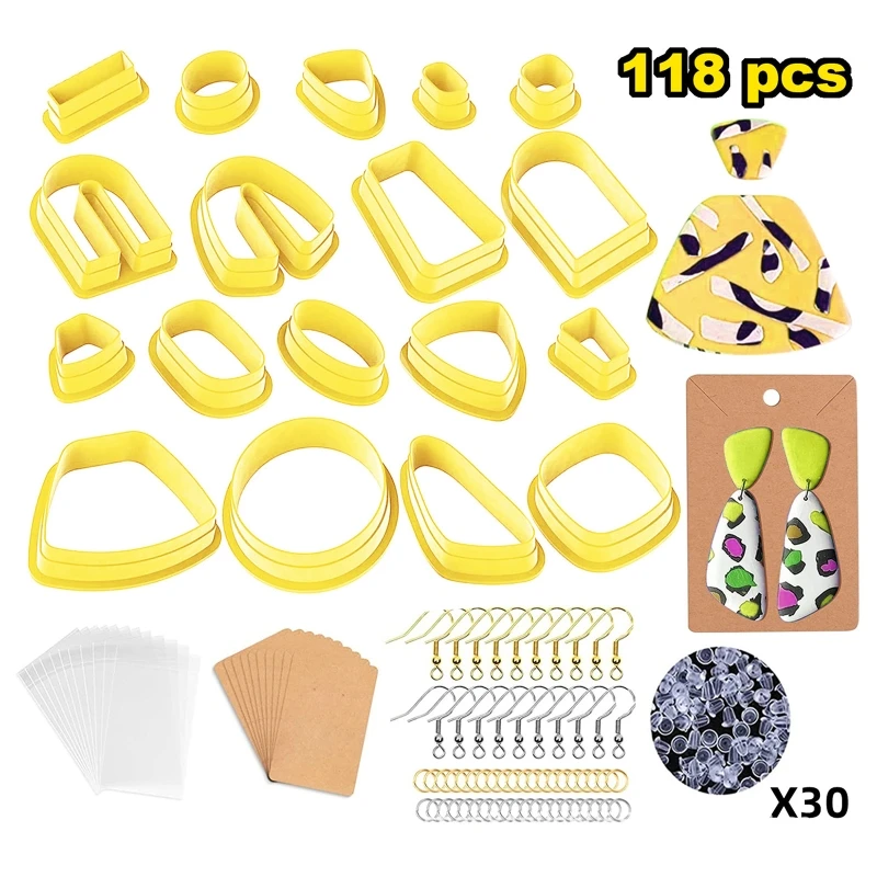 Y1UB Plastic Cutters 18 Shapes Cutters 118 Pcs Earring Cutters with Earring Card