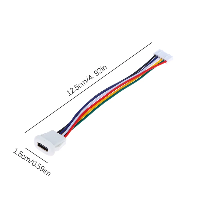 6 Pin USB-C Type Waterproof USB Connector Direct Compression Female Base Female Socket Charging Interface With Welding Wire