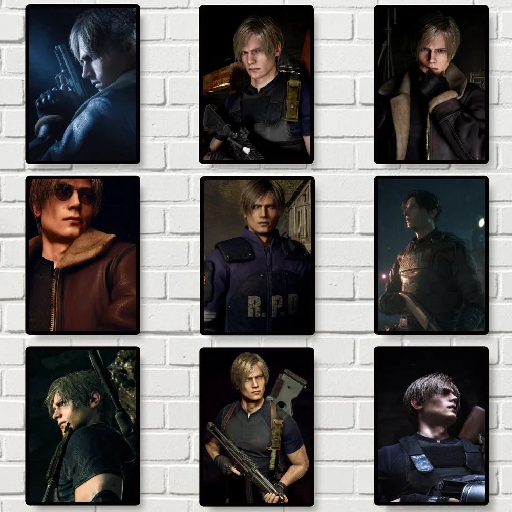 R-Resident Leon Evil Game Poster Gallery Prints Self Adhesive Home Decor Decoration Wall Decals Living Room Sticker