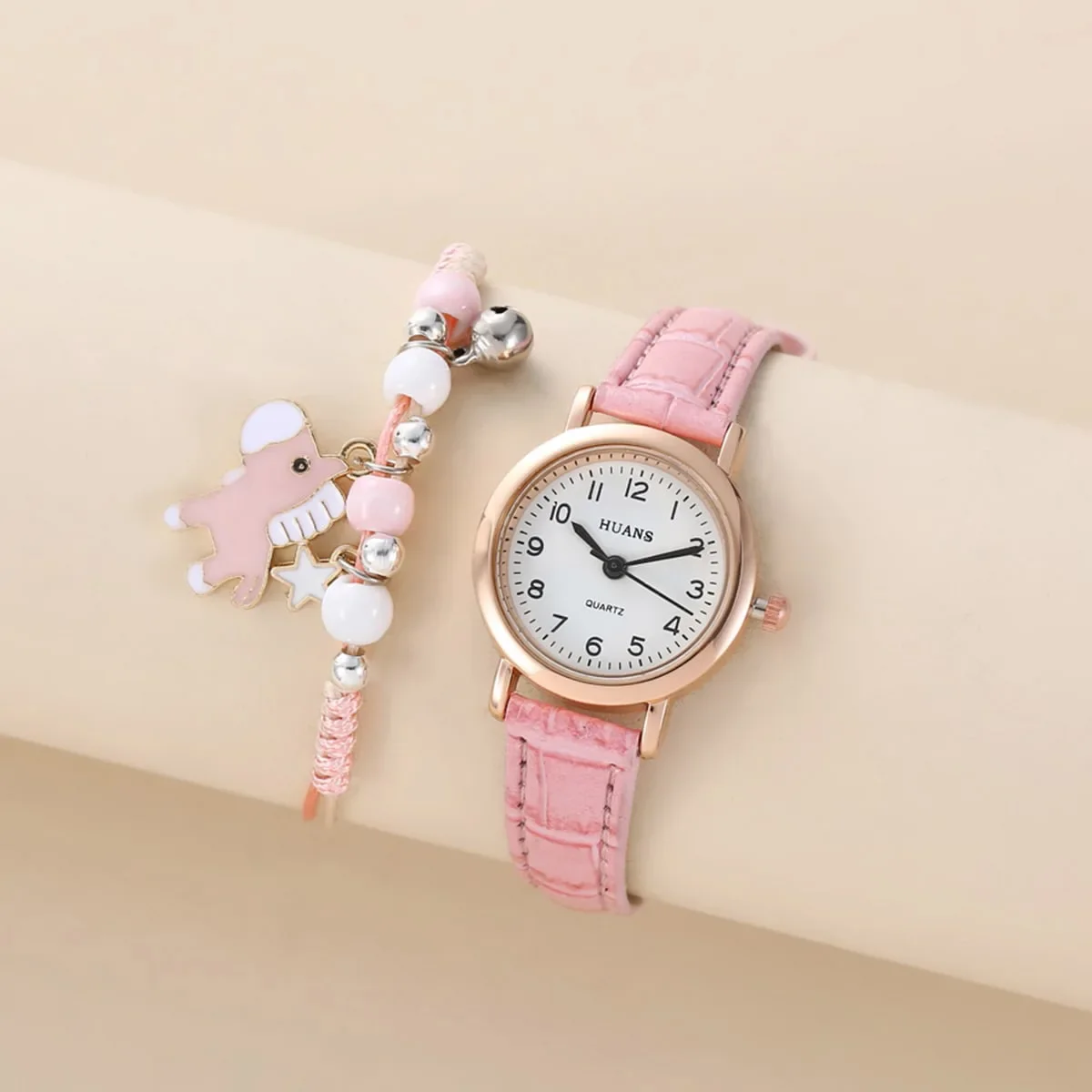 Relojes de moda para mujer, relojes para estudiantes, relojes para niños, relojes de pulsera de cuarzo con correa de piel sintética, conjunto de