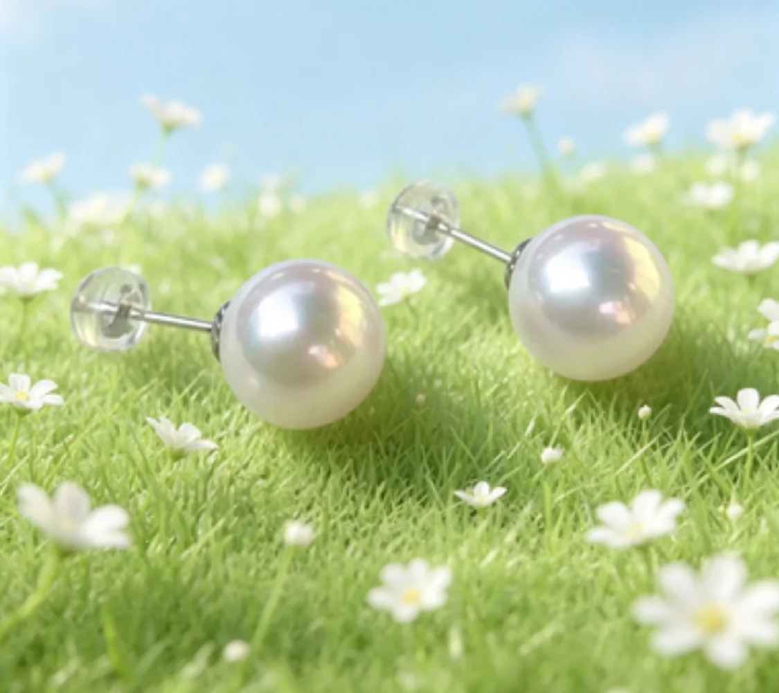 

Classic earrings AAAA8-9mm 9-10mm 10-11mm natural white round pearl earrings/925s
