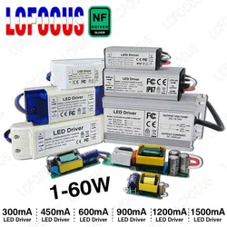 No Flicker 1W 3W 5W 10W 20W 30W 50W 60W LED Driver Constant Current 300mA 420mA 600mA 900mA 1200mA 1500mA Lighting Transformers