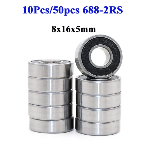 10 uds/50 Uds alta calidad 688-2RS 688 2RS rodamiento de bolas 8x16x5mm juego de rodamientos de bolas sellados de goma rodamientos en miniatura