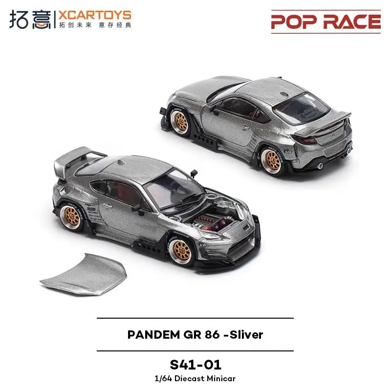 

POP RACE 1:64 Toyota PANDEM GR 86 Silver S41-01 Alloy Car Model