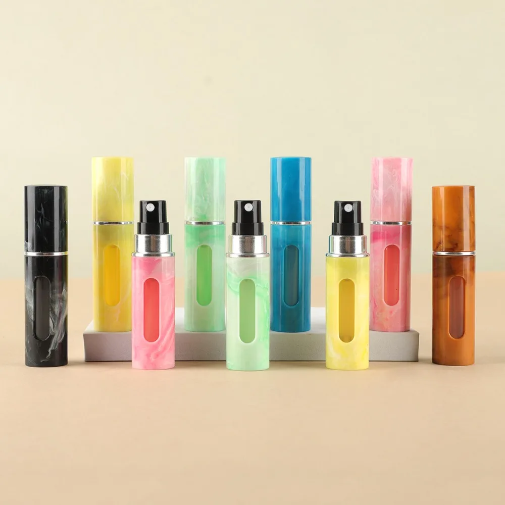 10ML Marble Pattern Visible Window Perfume Bottle Atomizer Portable Refillable Fine Mist Sprayer Empty Travel Cosmetic Container