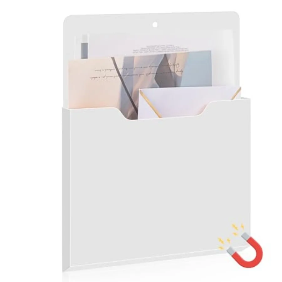 

Magnetic Pocket File Holder Large File Folder Organizer Paper Mail Letters Holder Wall Hanging Office Supplies for Refrigerator