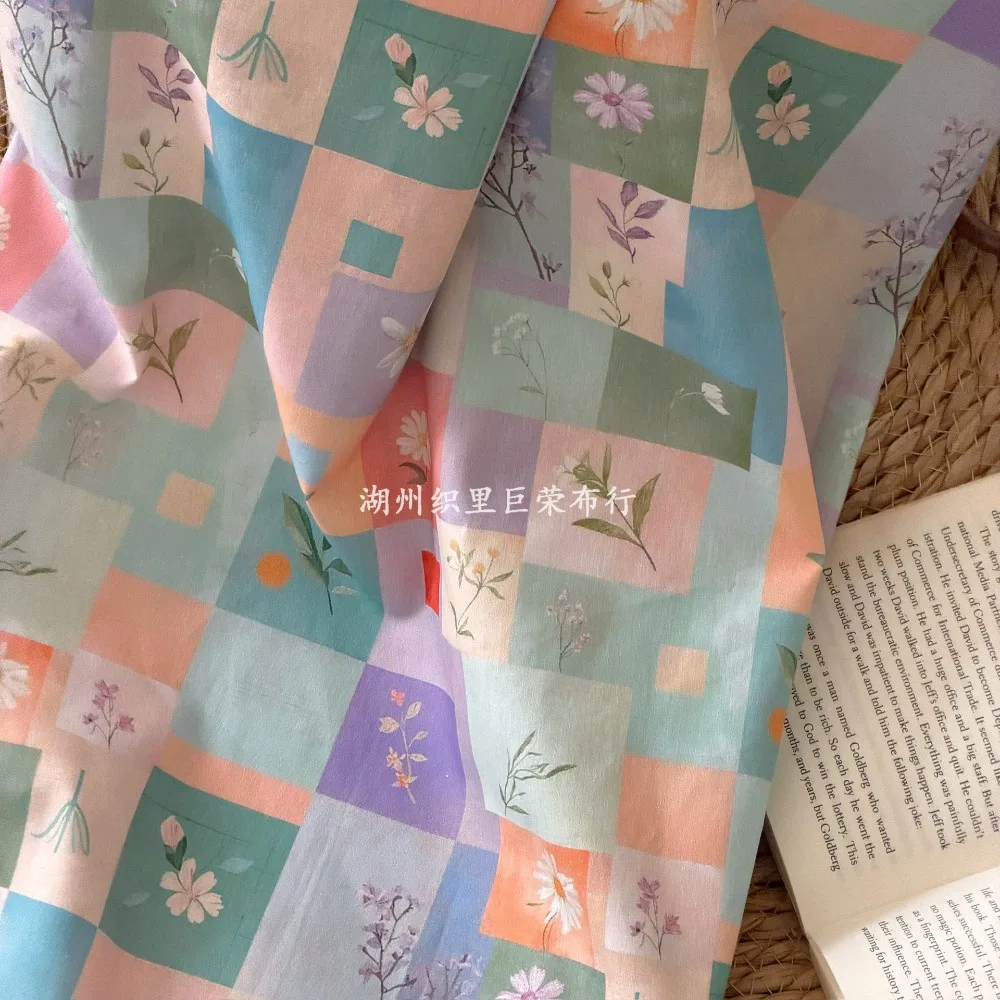 145x50cm Vintage-Blumen-Baumwollstoff 40S Digitaldruck für DIY-Kleidung, Taschen, Haarschleifen, Bastelzubehör, Nähstoff – Detail 7