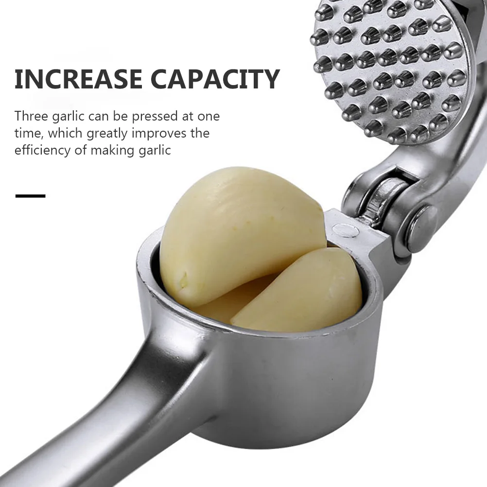 

2pcs Presser Set Premium Alloy Anti-Rust Kitchen Gadget With Brush For Ginger Pressing Handheld Garlic Chopper Stainless Steel